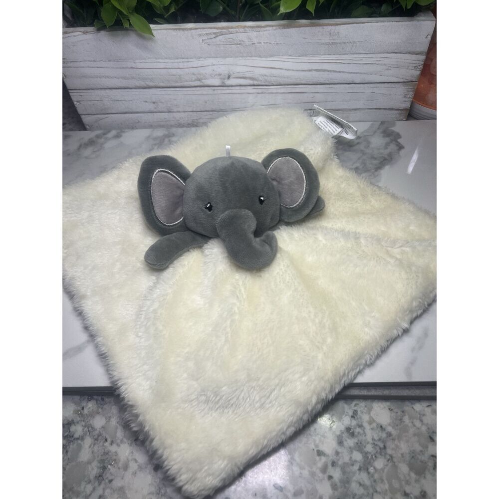 DTU Inc Gray Elephant Baby Lovey White Blanket Crib‎ Security Toy